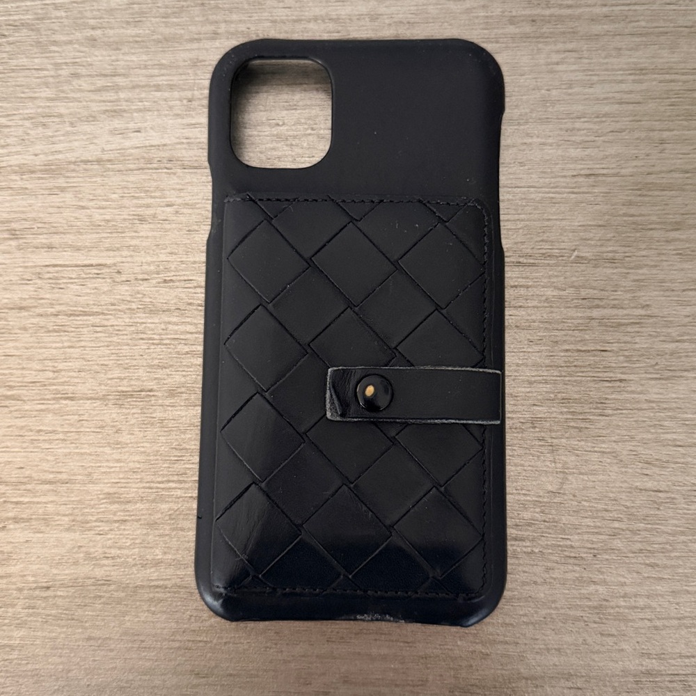 Bottega Veneta Black Quilted Leather Phone Case